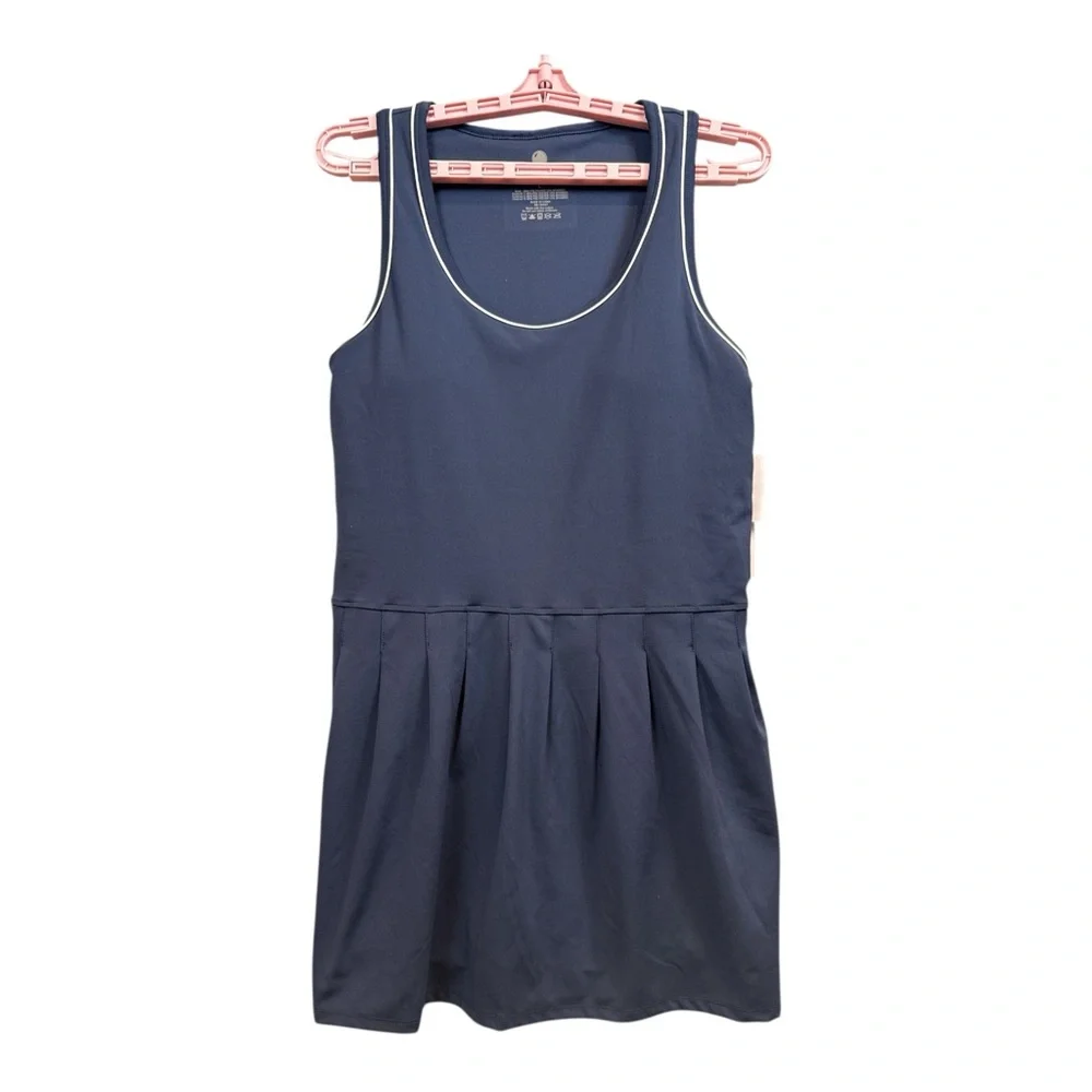 Yogalicious Women's Nudetech Set Navy Blue Sleeveless Athletic Sports Dress L